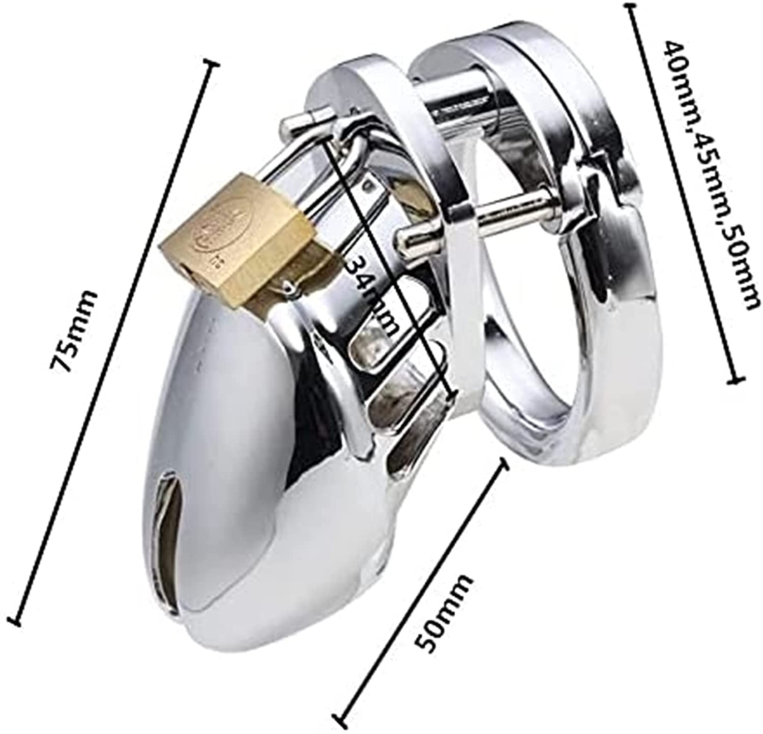 Male Chastity Device Cock Cage - Average Size Chastity Cage with 3 Active Rings & Keys Adult Sex Toy for Men Penis Exercise (Silvery)