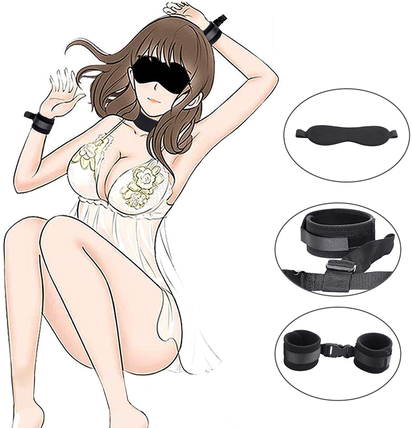 Sex Bondage BDSM Kit Restraints Set Sex Toys with Hand Cuffs Ankle Cuff Bondage Collection