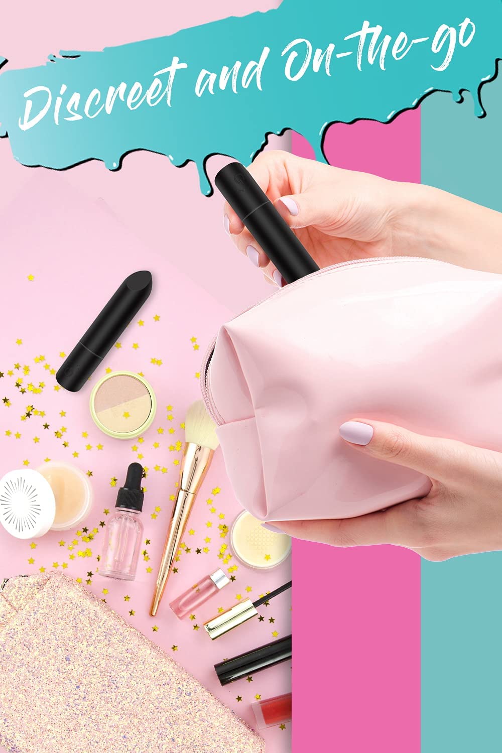 Bullet Vibrator with Angled Tip for Precision Clitoral Stimulation, Discreet Rechargeable Lipstick Vibe with 10 Vibration Modes Waterproof Nipple G-spot