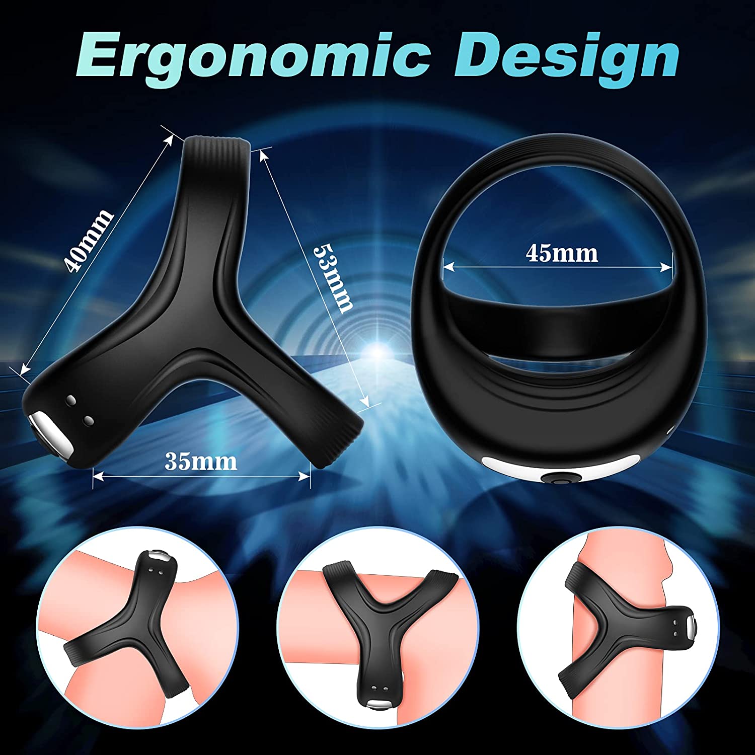 Adjustable male penis ring stimulator, adult couple toy, male sex toy to enhance penis erection.
