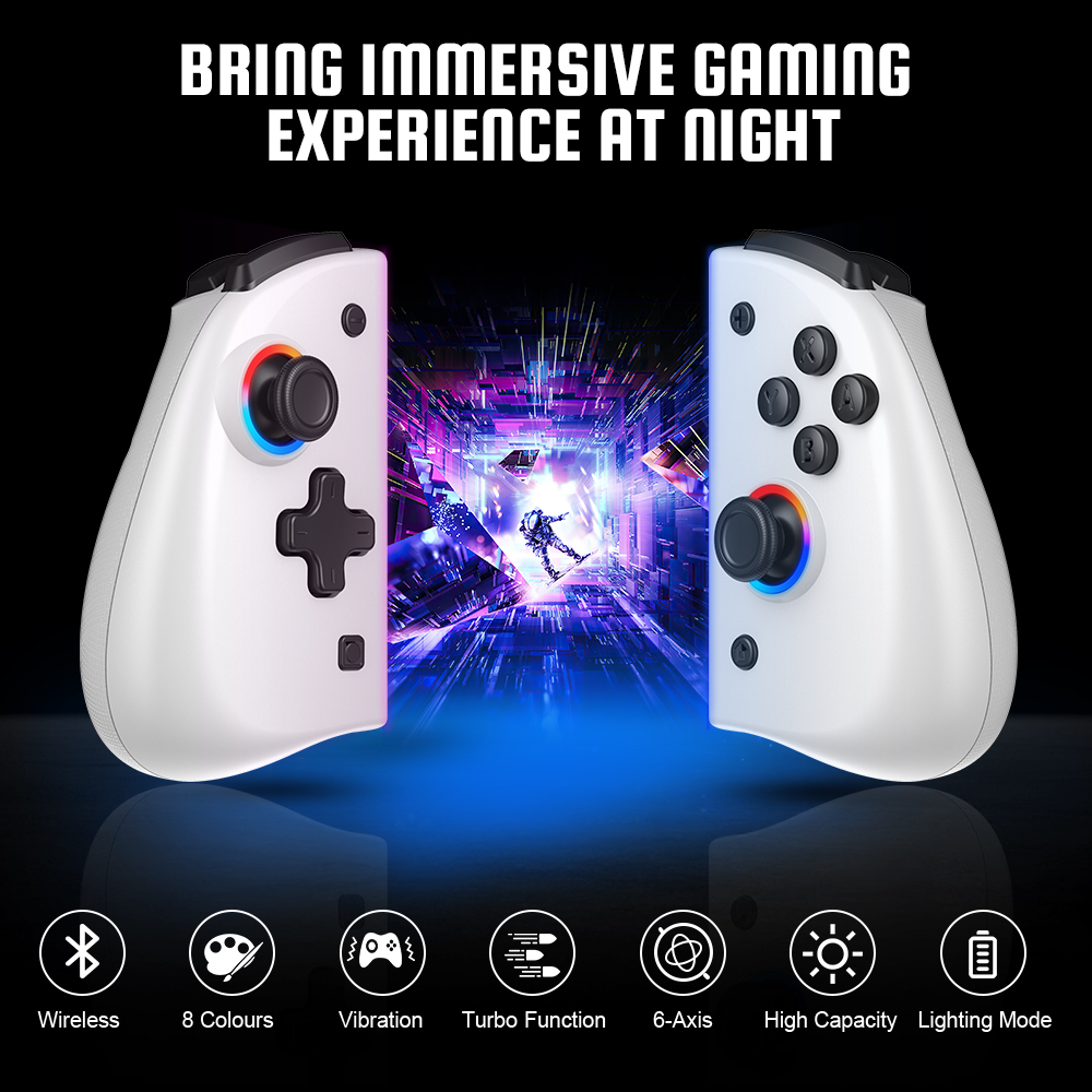 NYXI Hyperion Meteor Light Wireless Joy-pad with 8 Color LED for  Switch/Switch OLED, Hyperion switch controller with RGB Lights,  Programmable, 6-Axis Gyro, Turbo & Vibration : : Videojuegos