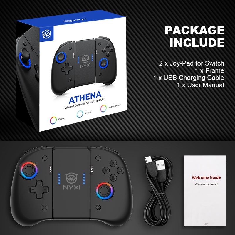 NYXI Athena Wireless Joy-pad with 8 Colors LED for Switch/Switch OLED