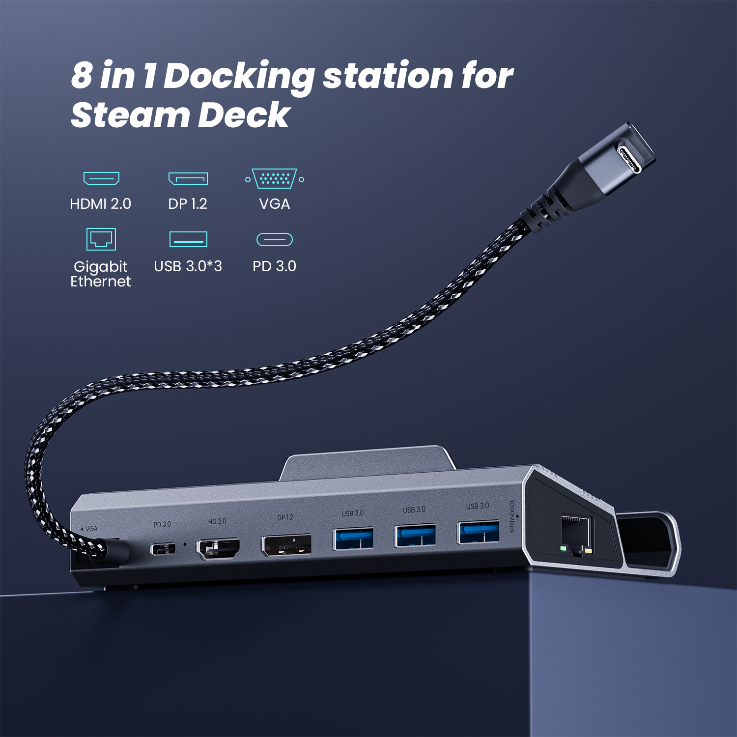 NYXI 8 in1 Docking Station Compatible with Steam Deck