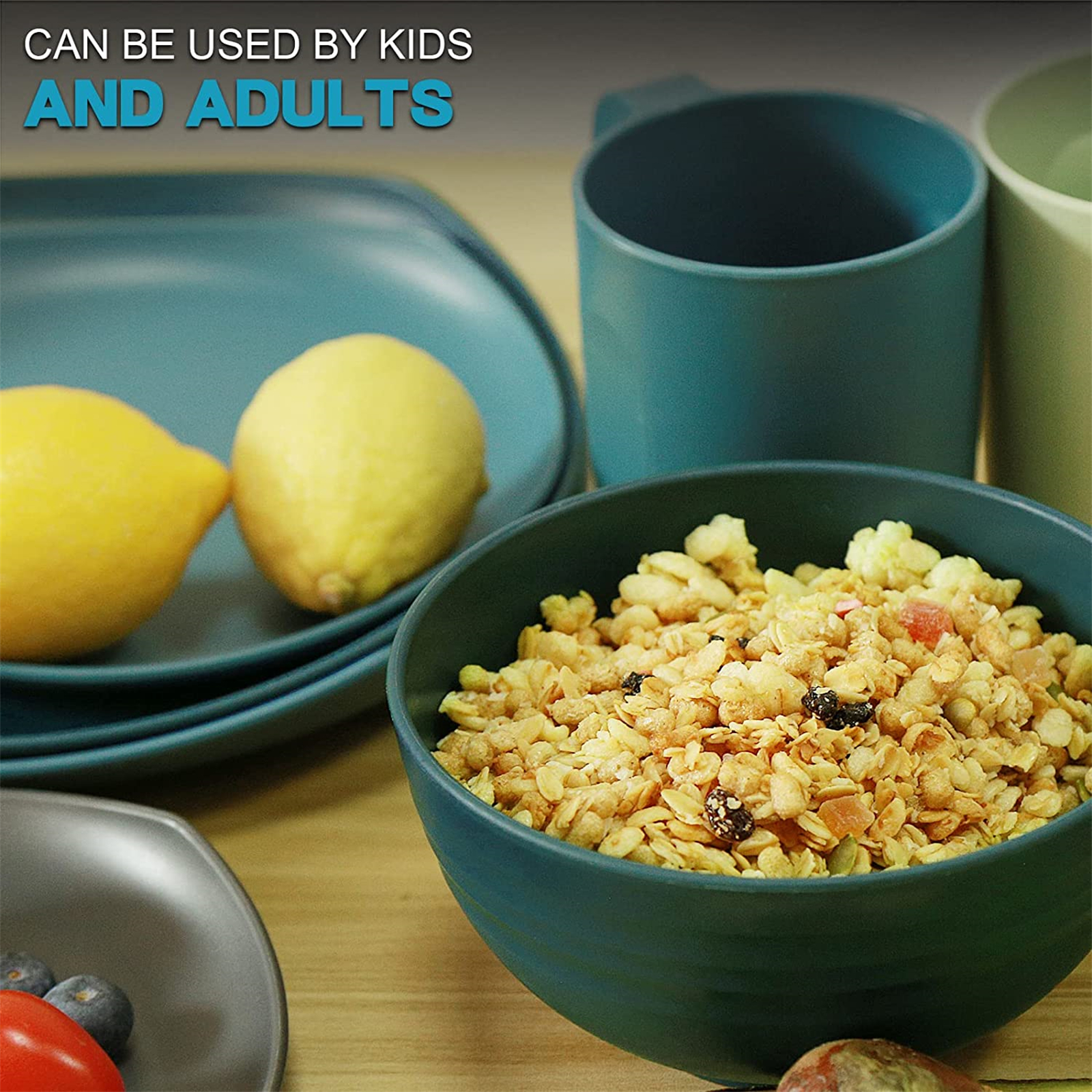 Shopwithgreen Lightweight & Unbreakable Plastic Square Dinnerware Sets - 16 PCS-shopwithgreen