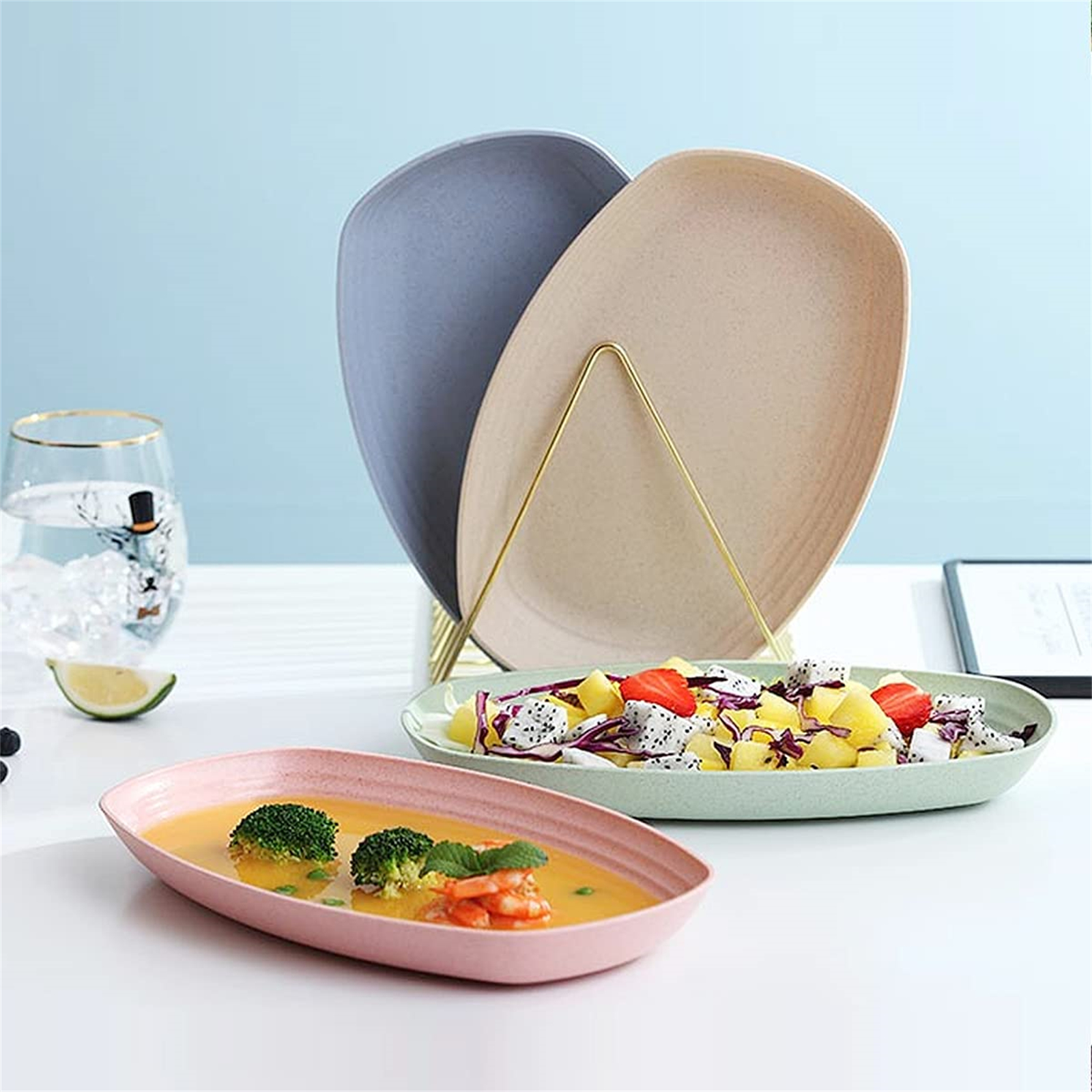 Shopwithgreen Wheat Straw Plastic Plates - 4pcs 11.8 inch Pale Blush-shopwithgreen