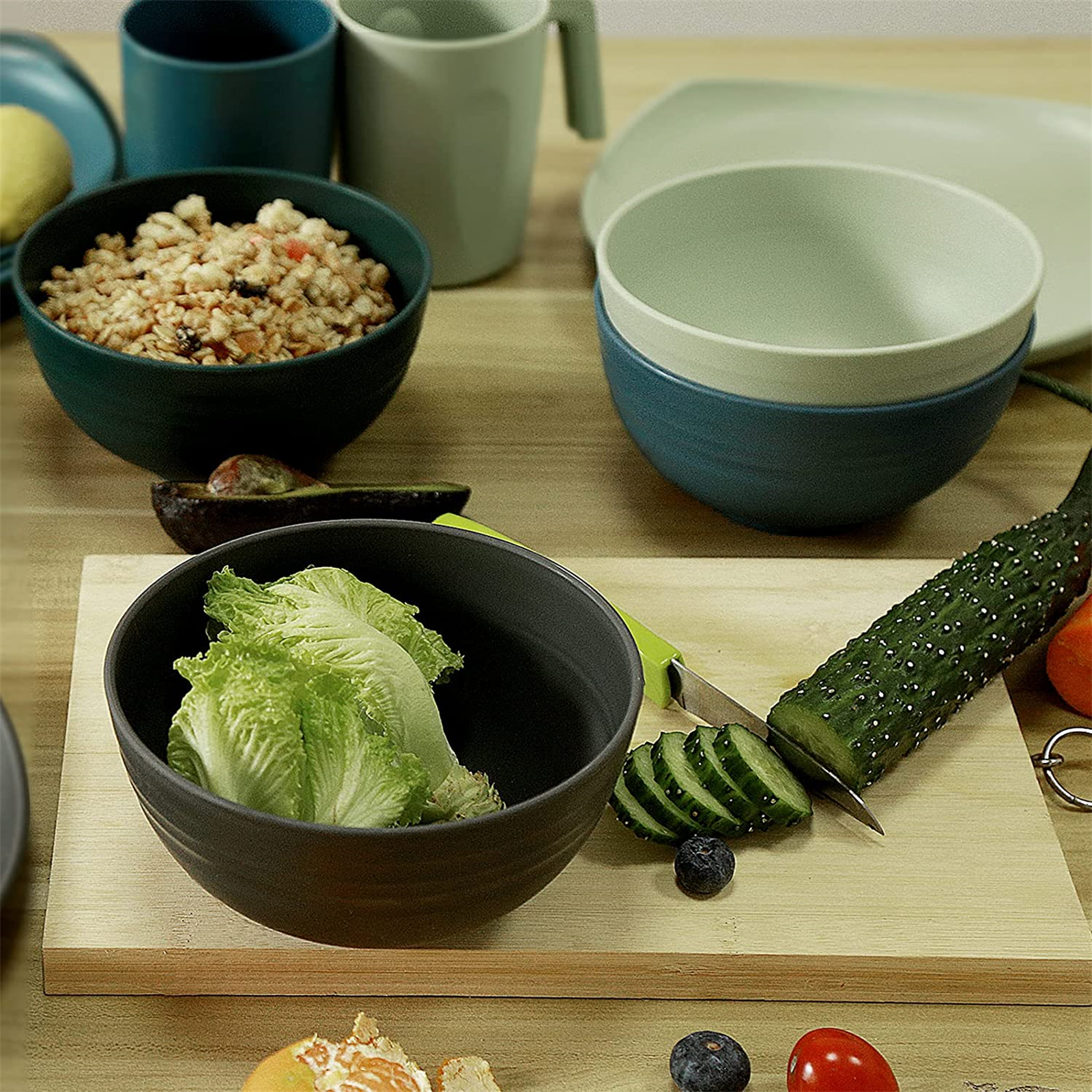 Shopwithgreen Wheat Straw Bowls - 4pcs 24 OZ-shopwithgreen