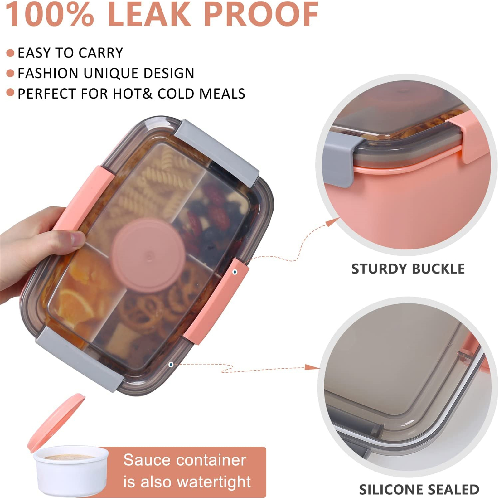 Shopwithgreen 68 OZ to Go Salad Container Lunch Container with 5-Compartment - Pink-shopwithgreen