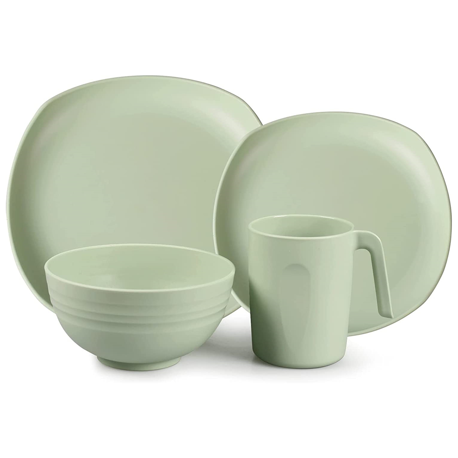 Shopwithgreen Lightweight & Unbreakable Plastic Square Dinnerware Sets - 16 PCS-shopwithgreen