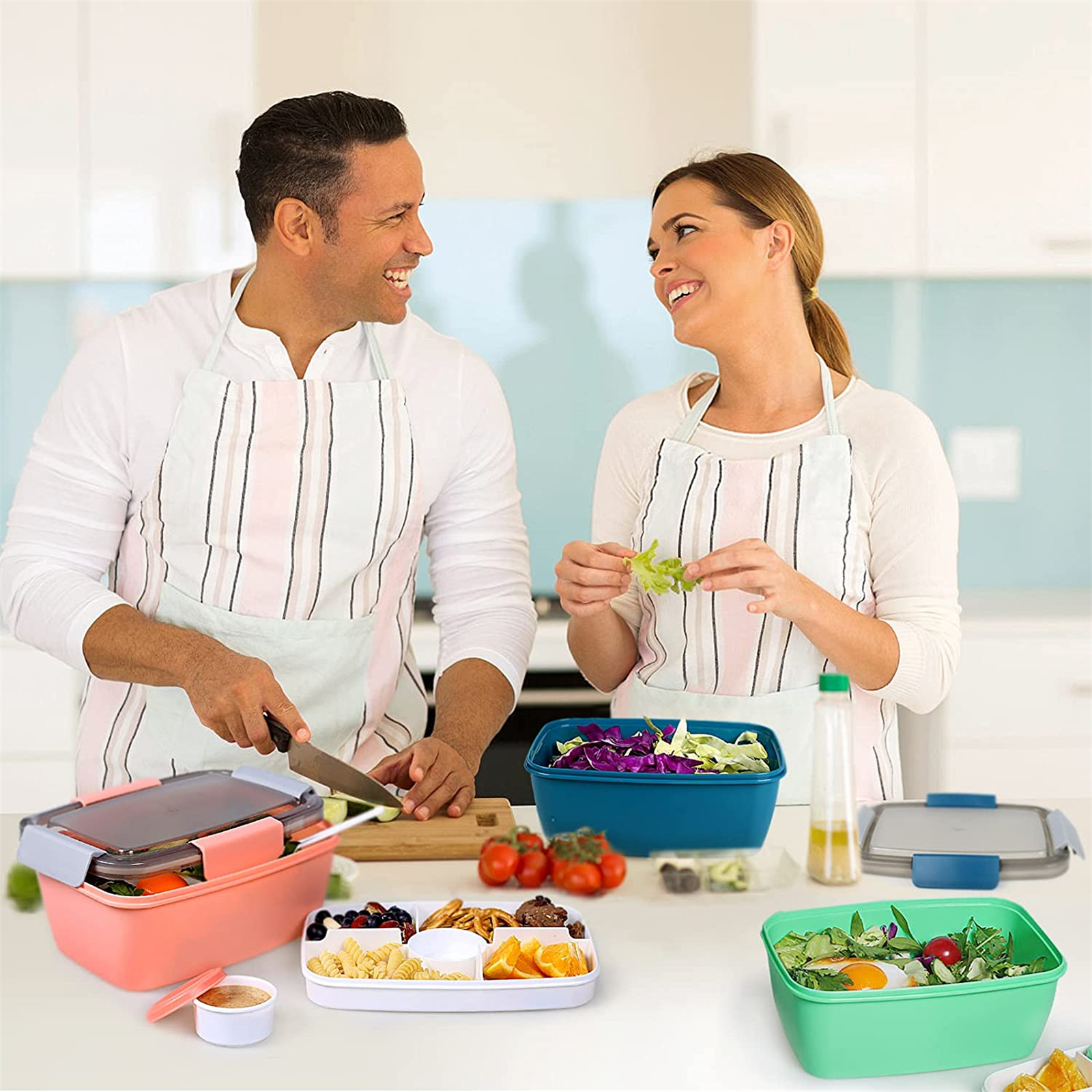 Shopwithgreen 68 OZ to Go Salad Container Lunch Container with 5-Compartment - Green-shopwithgreen