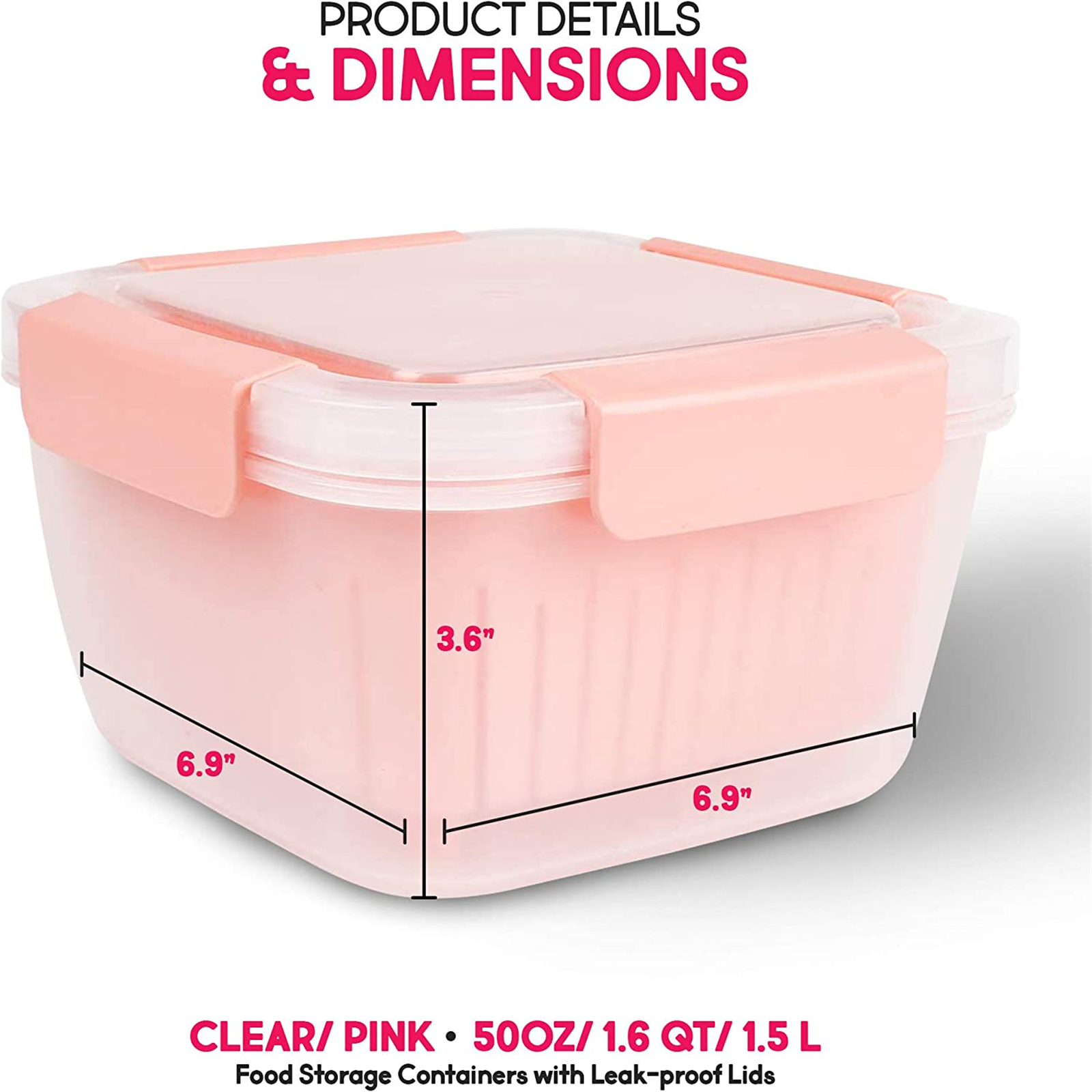 shopwithgreen Berry Keeper Box Containers, Berry Boxes Keep Fresh Produce Saver Food Storage Containers with Leak-Proof Lids - Clear, 68 oz, Pink