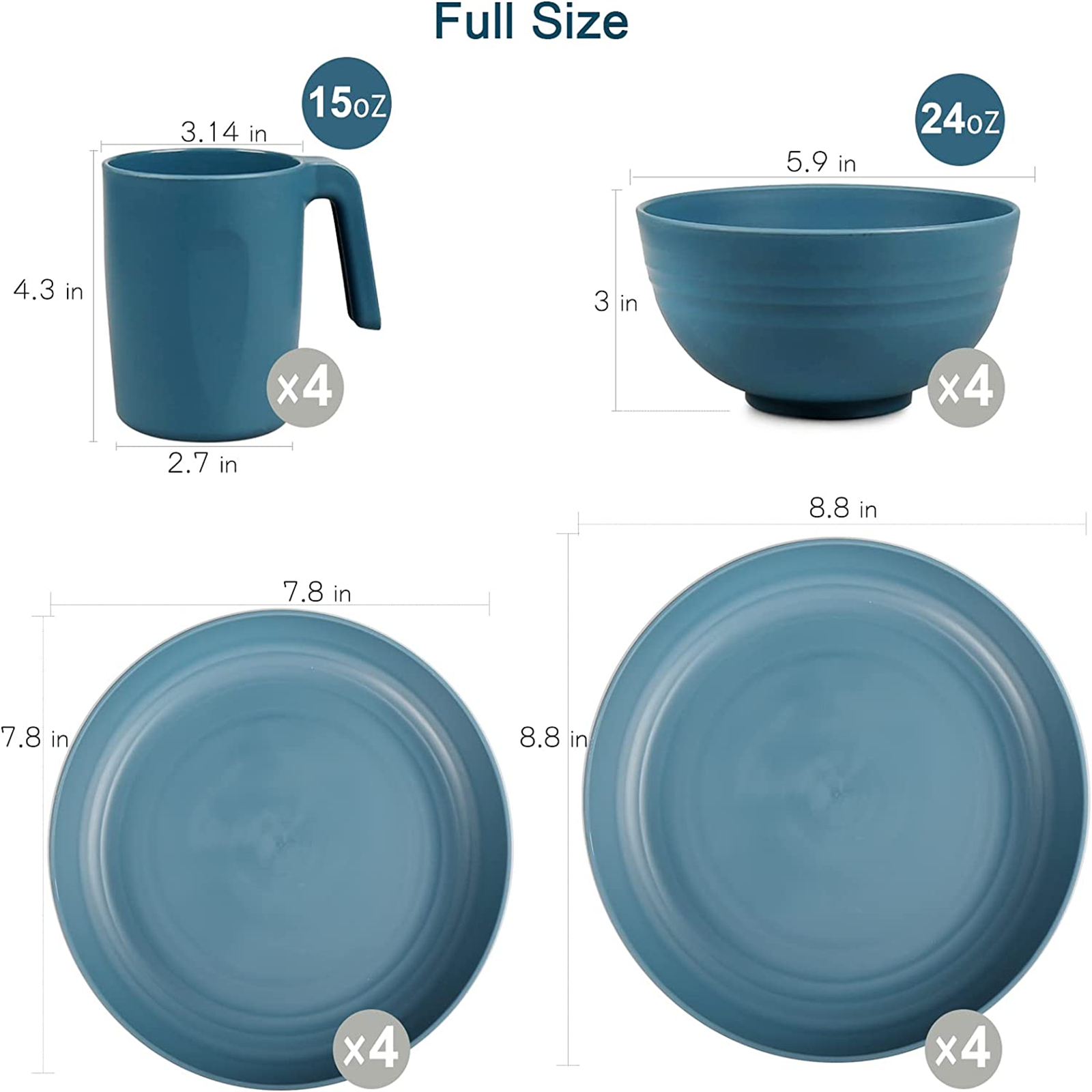Shopwithgreen Lightweight & Unbreakable Plastic Dinnerware Sets - 16 PCS-shopwithgreen