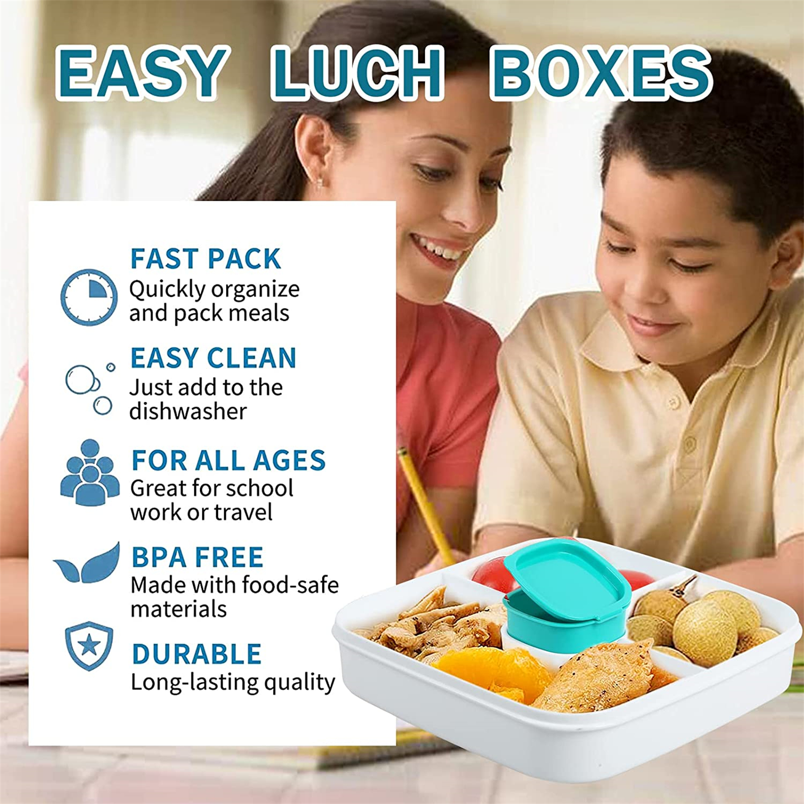 Shopwithgreen 52 OZ to Go Salad Container Lunch Container with 3-Compartment - LightBlue/ArmyGreen/Navy-shopwithgreen