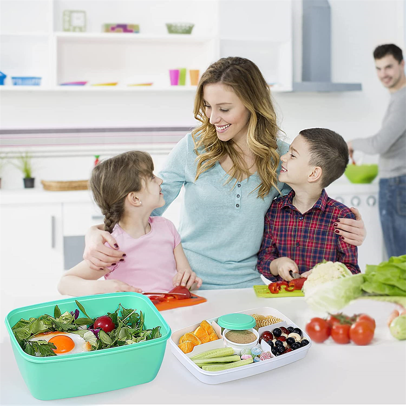 Shopwithgreen 68 OZ to Go Salad Container Lunch Container with 5-Compartment - Green-shopwithgreen