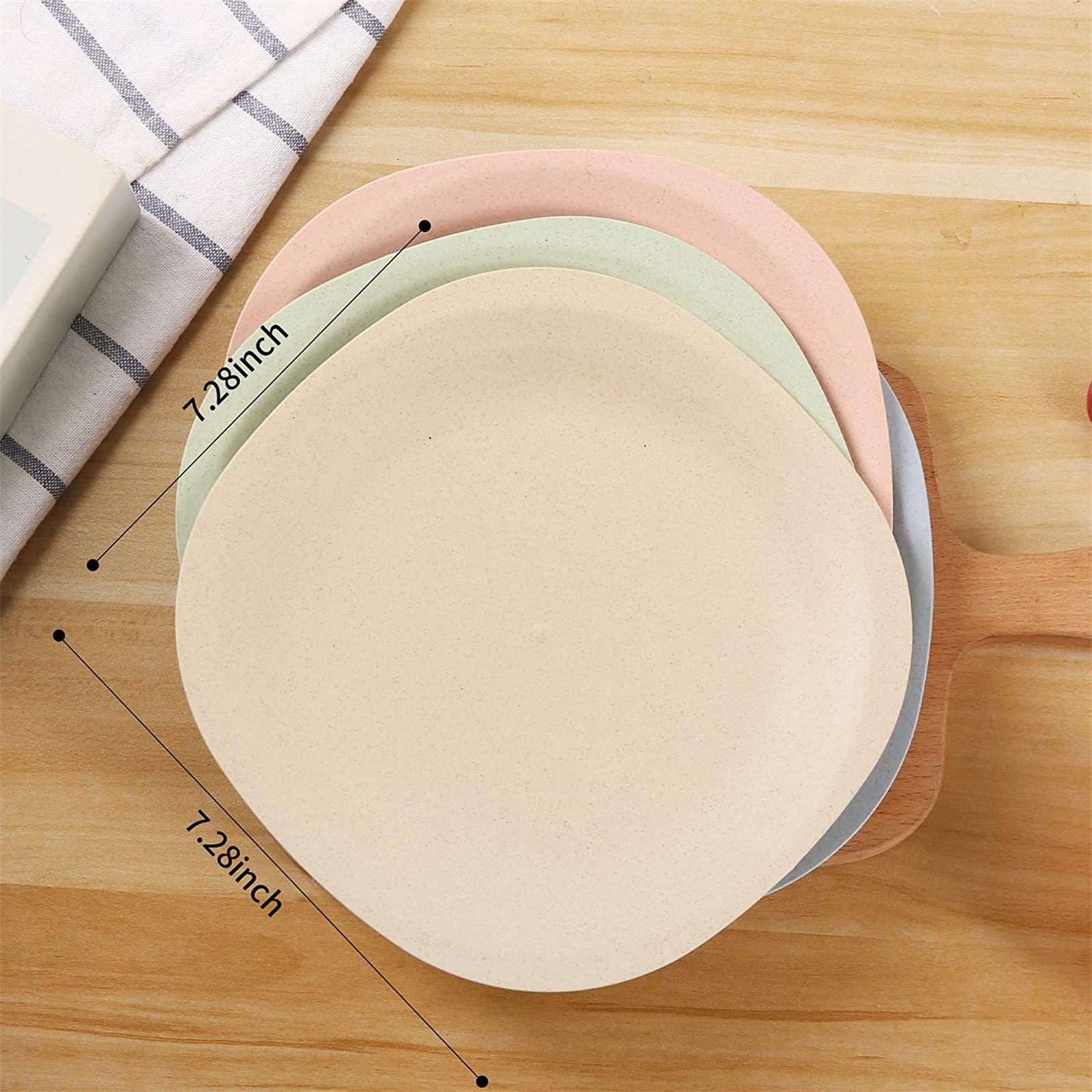 Shopwithgreen Wheat Straw Plastic Plates - 4pcs 7.3 inch Pale Blush-shopwithgreen