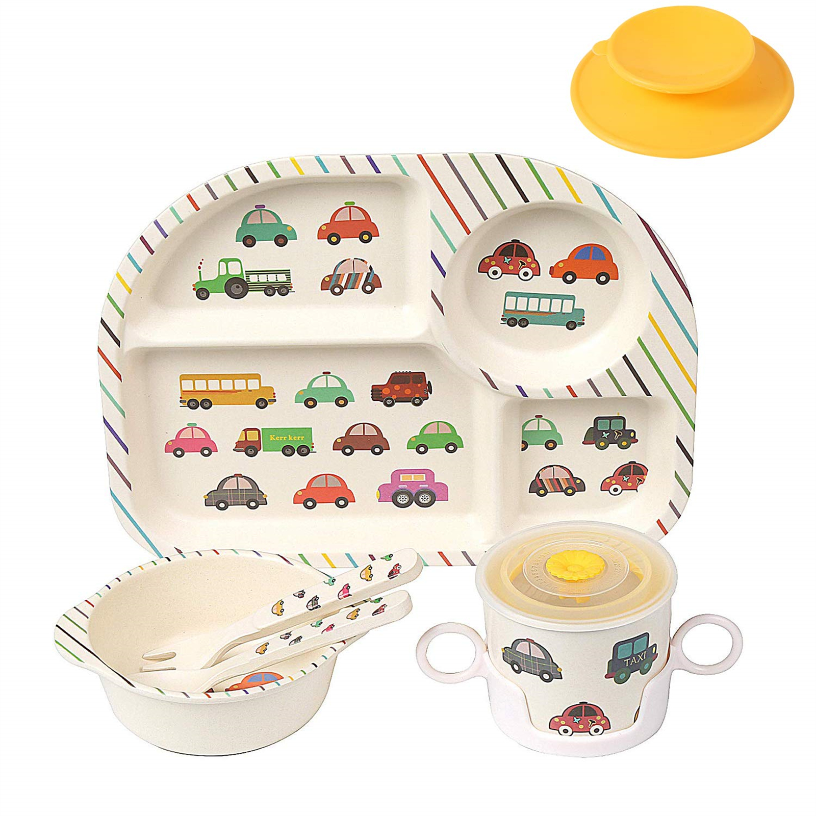 Shopwithgreen Bamboo Kids Dinnerware Set 5 pcs - Car-shopwithgreen