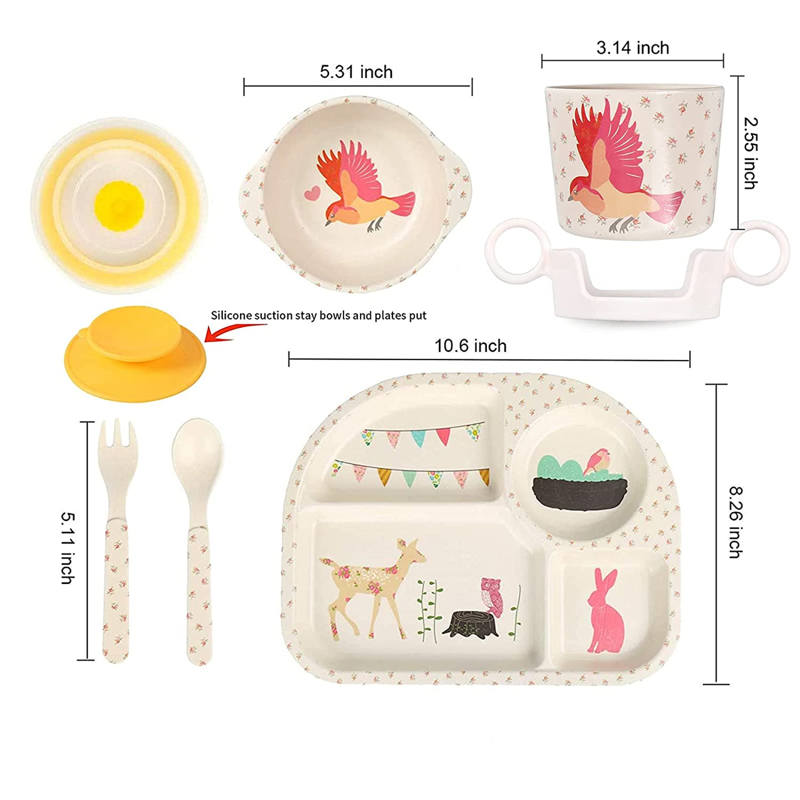 Shopwithgreen Bamboo Kids Dinnerware Set 7 pcs-shopwithgreen