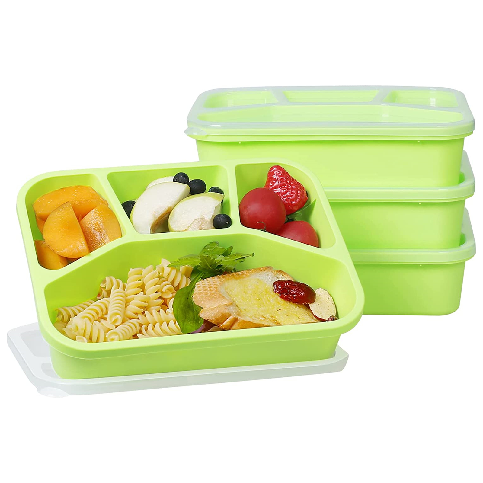 Shopwithgreen Meal Prep Plastic Lunch Containers with 4 Compartments 4 pcs - Light Green-shopwithgreen
