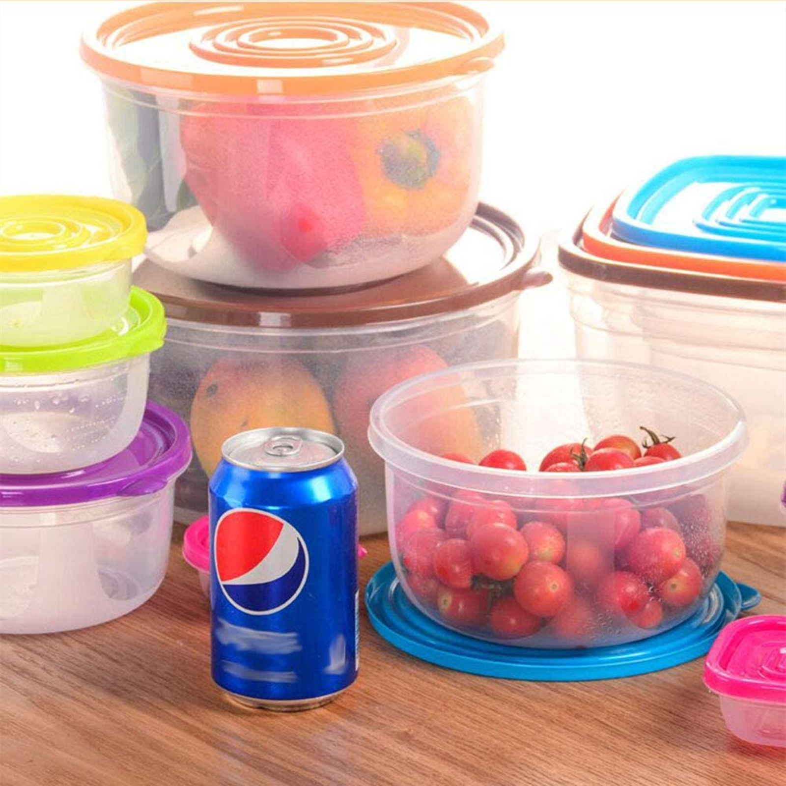 Shopwithgreen 7 Sets(14 Pieces) Multicolor Food Storage Containers - Round-shopwithgreen