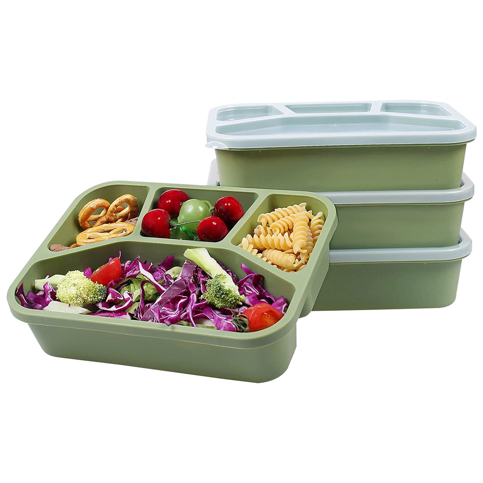 Shopwithgreen Meal Prep Plastic Lunch Containers with 4 Compartments 4 pcs - Dark Green-shopwithgreen