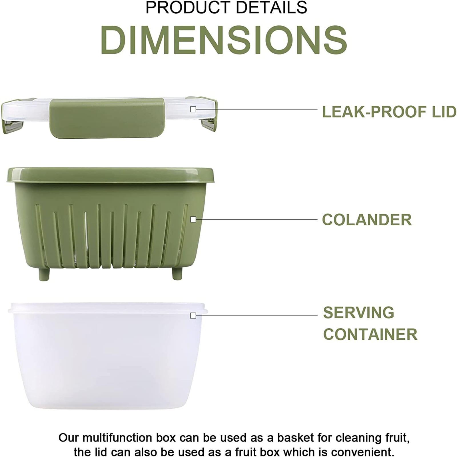 Shopwithgreen Berry Keeper Box Containers 52oz - Olive Green-shopwithgreen