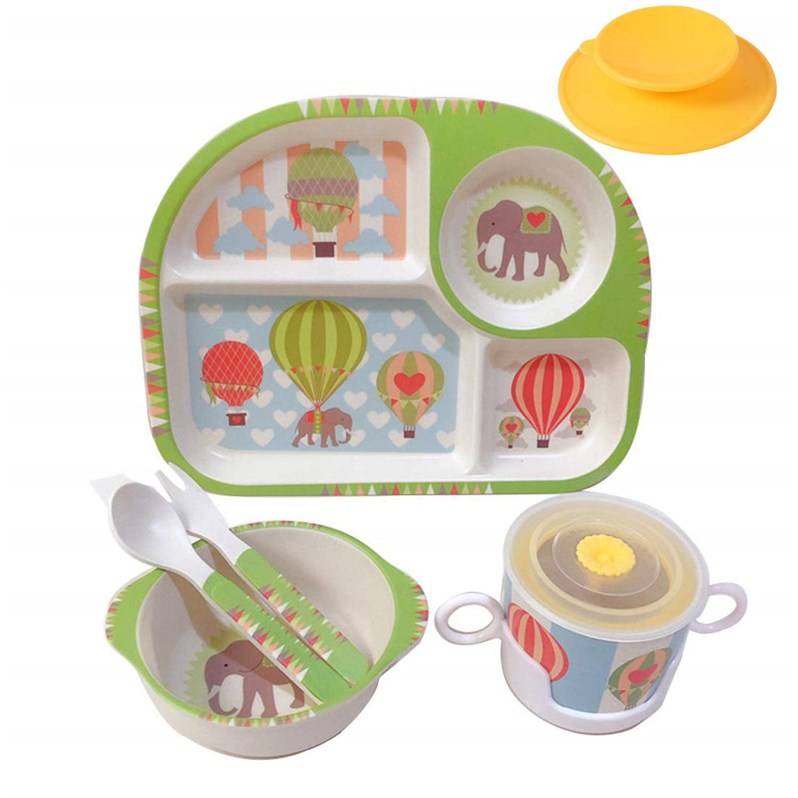 Shopwithgreen Bamboo Kids Dinnerware Set 5 pcs -  Elephant-shopwithgreen