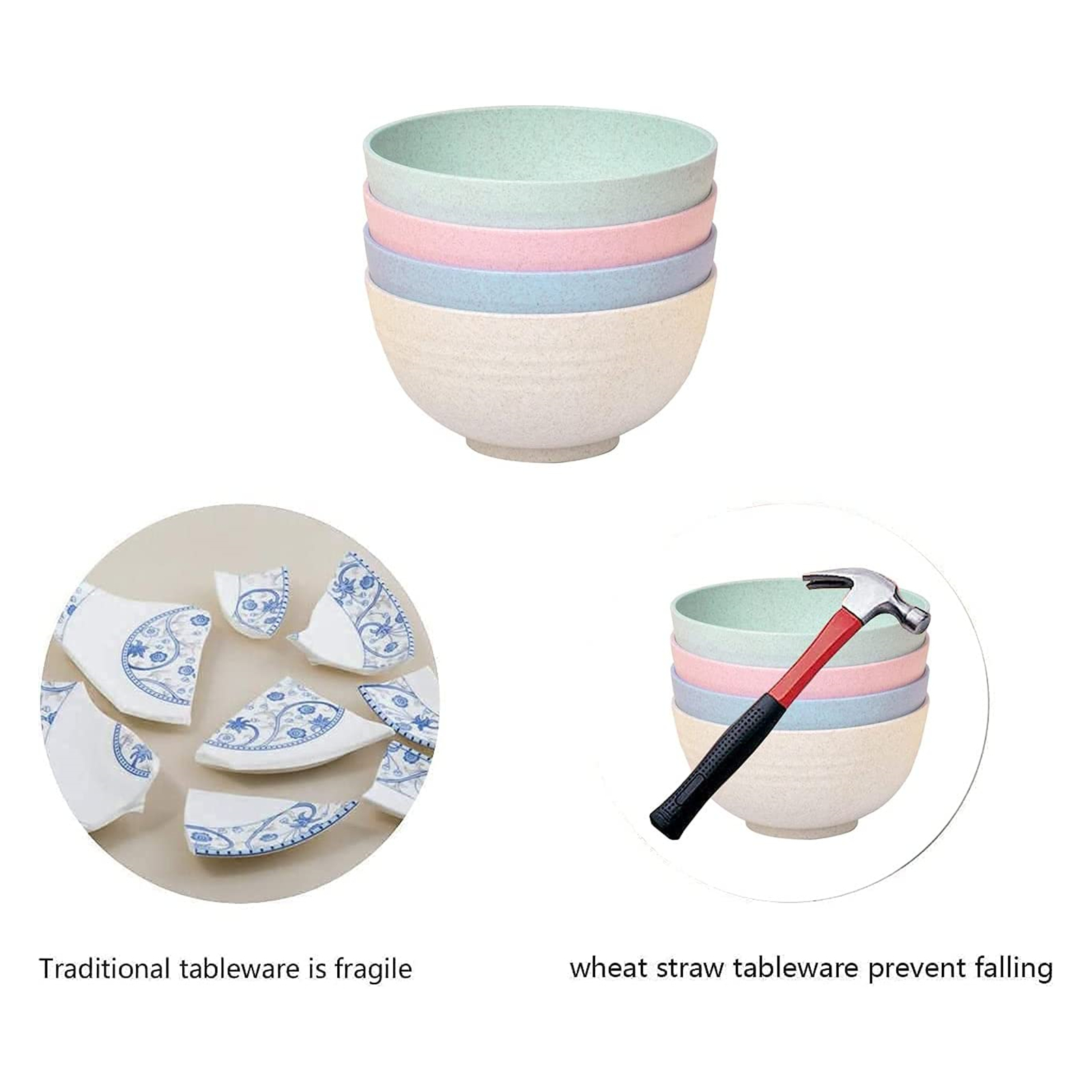 Shopwithgreen Wheat Straw Bowls - 4pcs 24 OZ-shopwithgreen