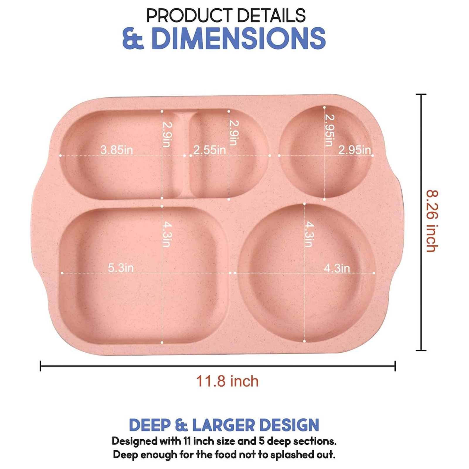 Shopwithgreen Wheat Straw Kids Divided Plates - 4 pcs 11 Inch-shopwithgreen