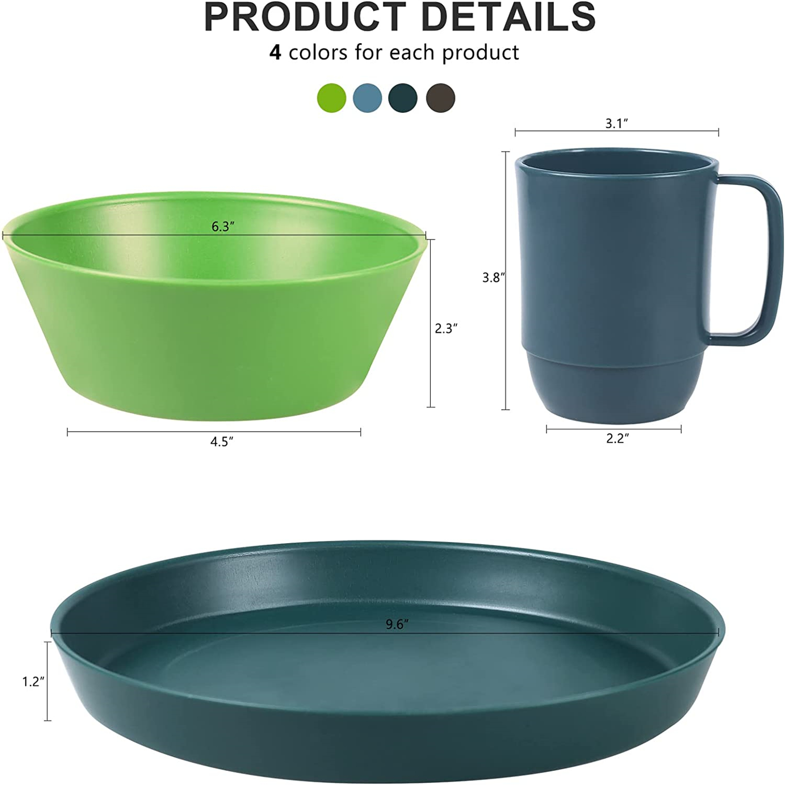 Shopwithgreen Lightweight & Unbreakable Plastic Dinnerware Sets - 12 PCS-shopwithgreen
