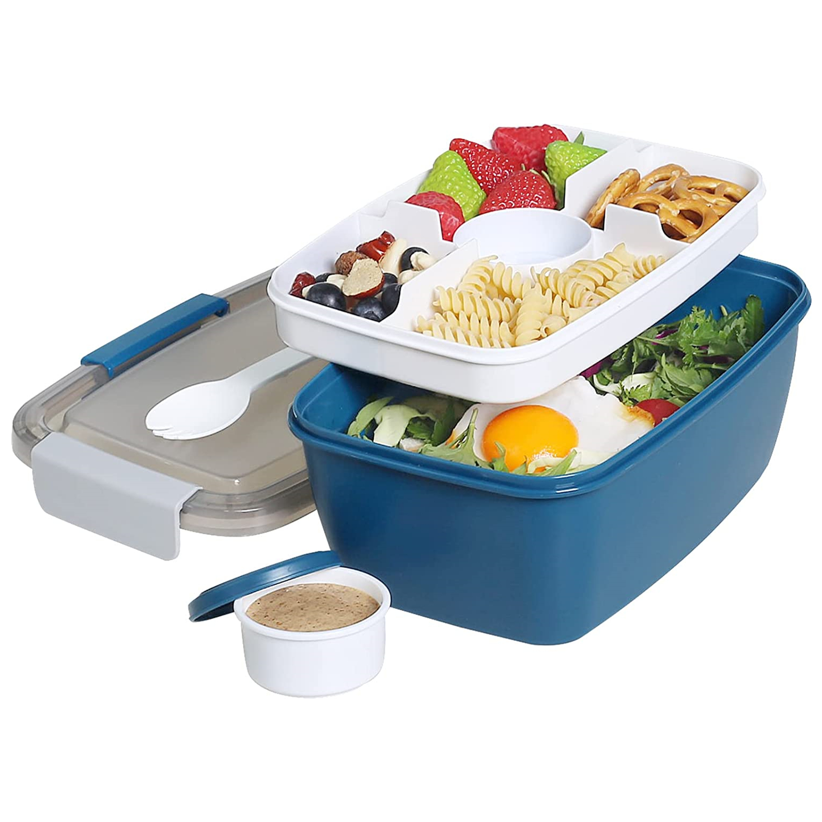 Shopwithgreen 68 OZ to Go Salad Container Lunch Container with 5-Compartment - Blue-shopwithgreen