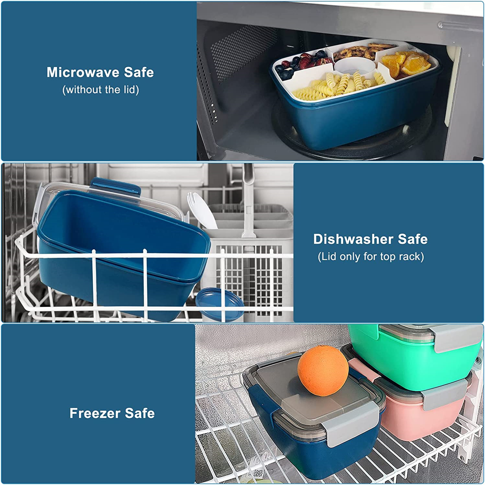 Shopwithgreen 68 OZ to Go Salad Container Lunch Container with 5-Compartment - Blue-shopwithgreen