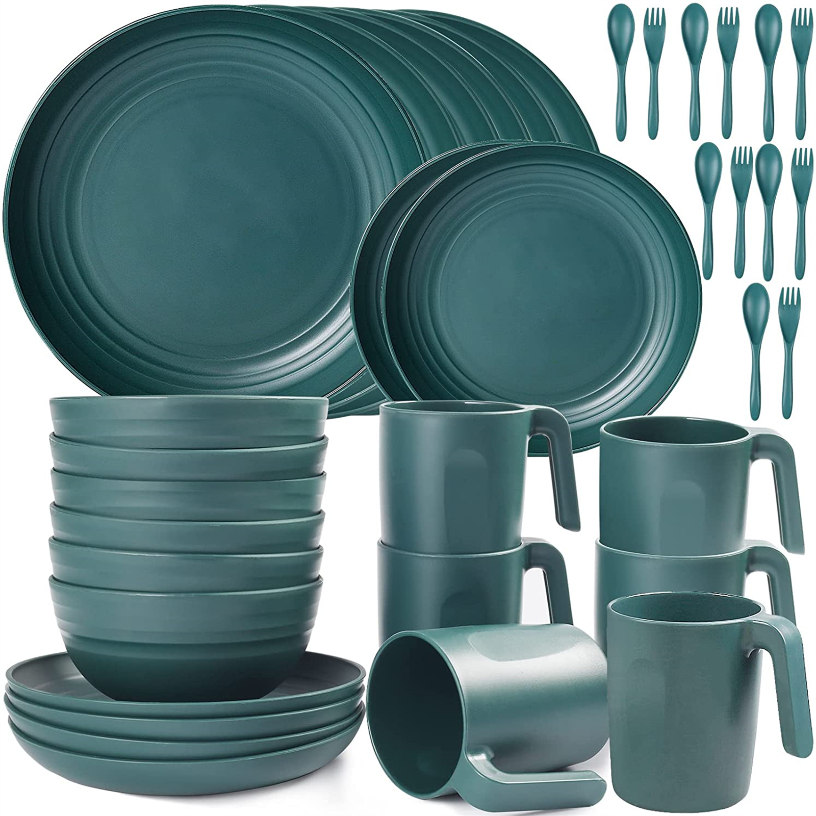 Shopwithgreen Lightweight & Unbreakable Plastic Dinnerware Sets - 36 PCS-shopwithgreen