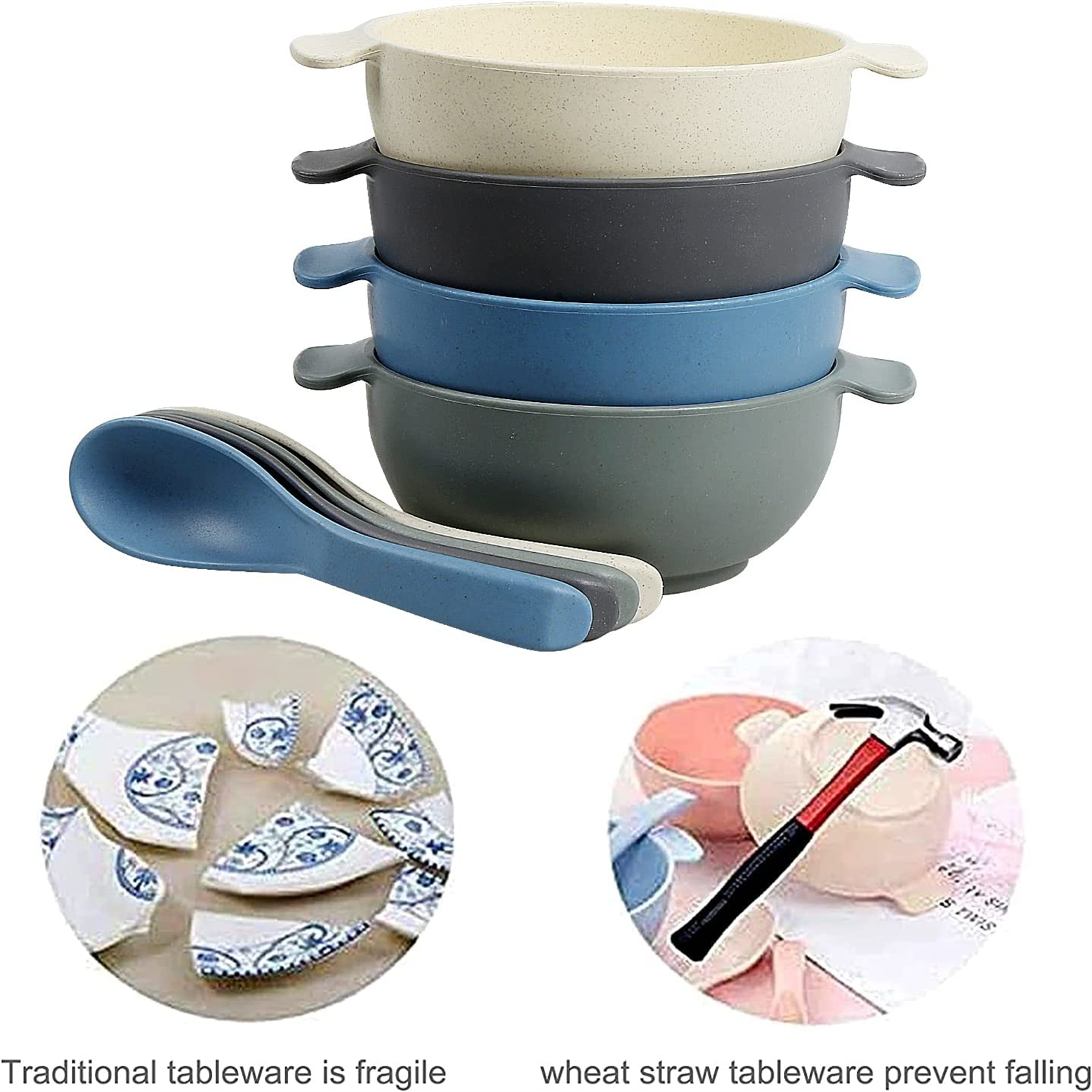 Shopwithgreen Wheat Straw Kids Bowls and Spoons Set 8 pcs-shopwithgreen