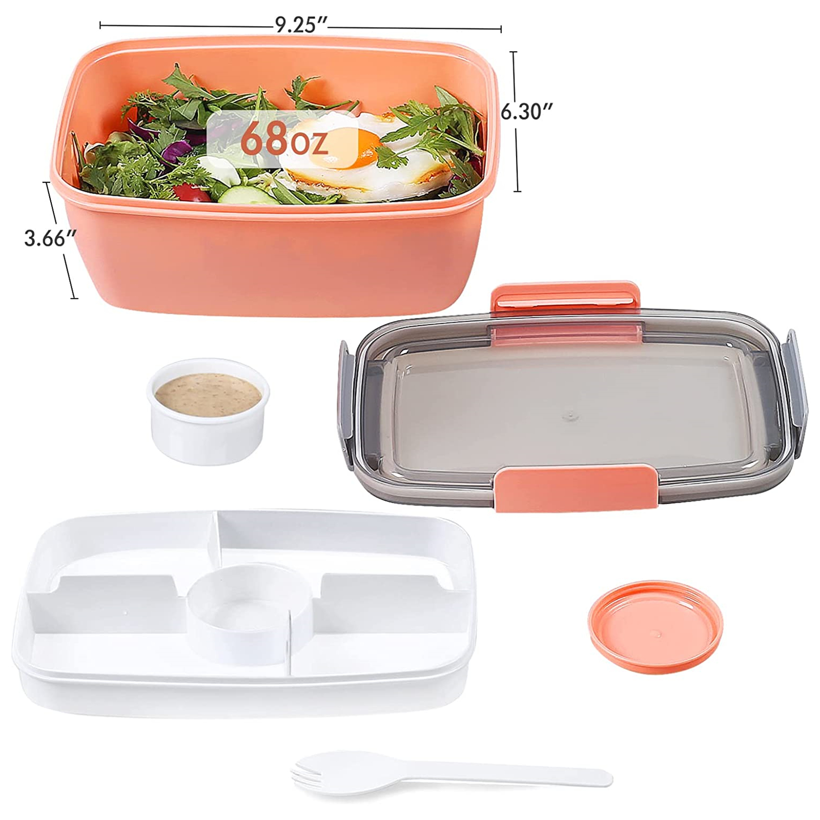 Shopwithgreen 68 OZ to Go Salad Container Lunch Container with 5-Compartment - Pink-shopwithgreen