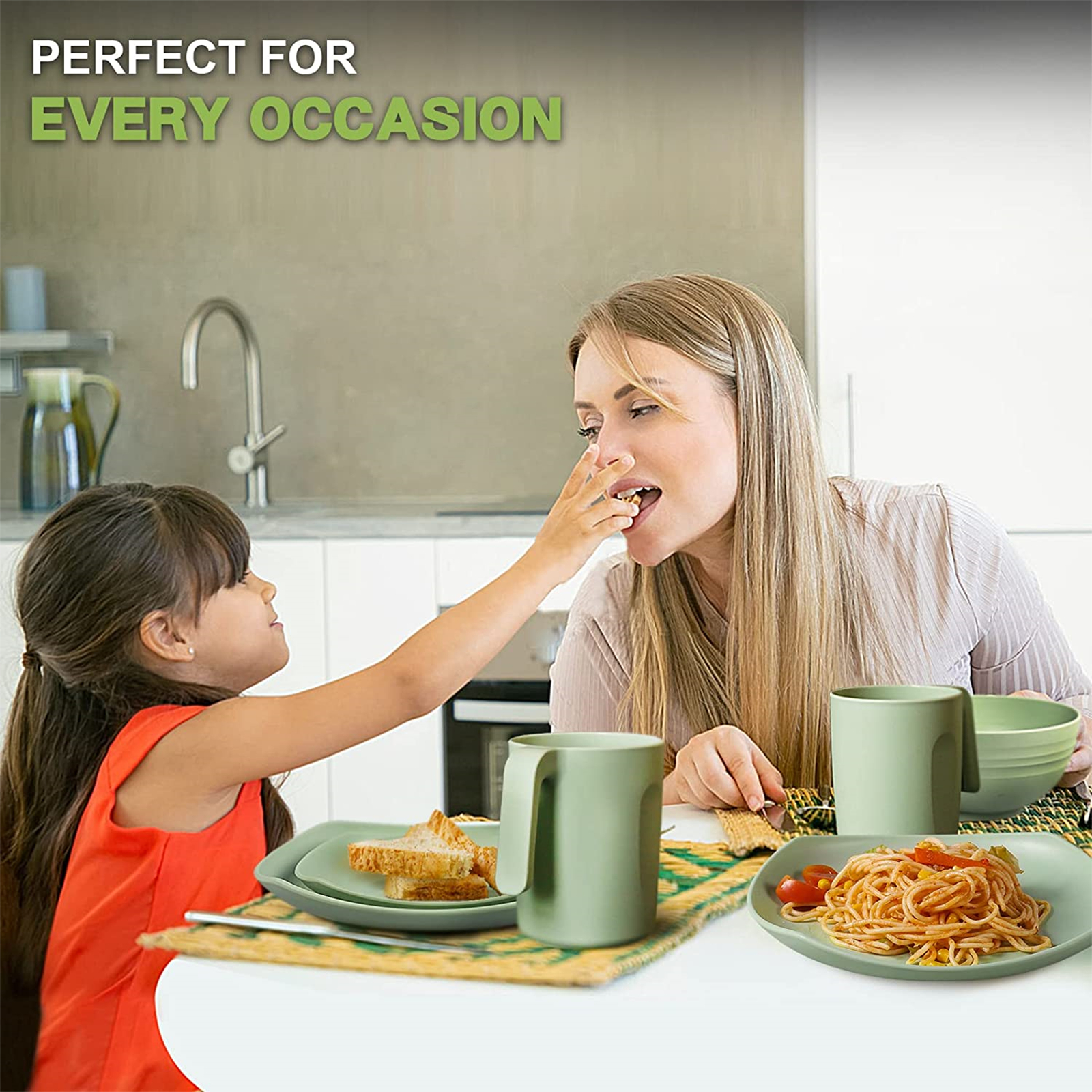 Shopwithgreen Lightweight & Unbreakable Plastic Square Dinnerware Sets - 16 PCS-shopwithgreen