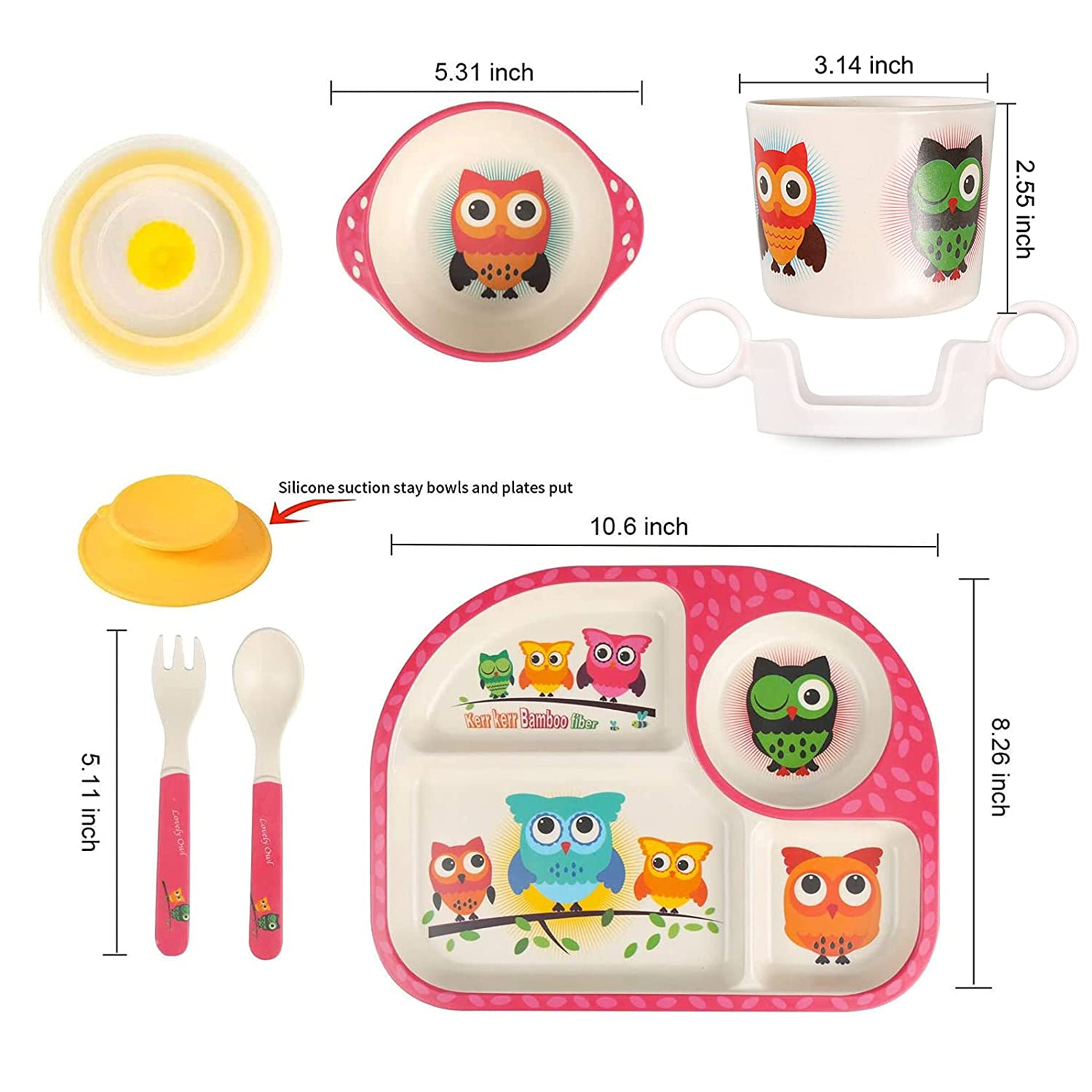 Shopwithgreen Bamboo Kids Dinnerware Set 7 pcs-shopwithgreen