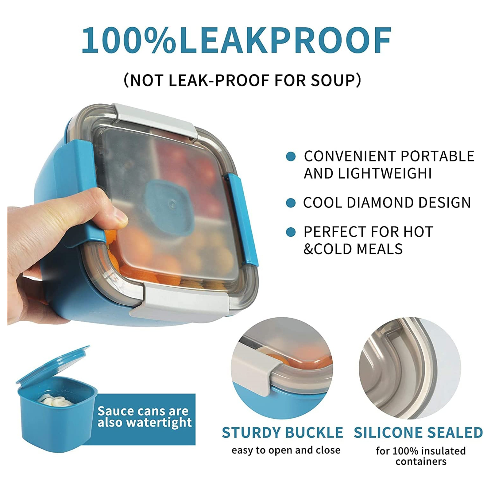 Shopwithgreen 52 OZ to Go Salad Container Lunch Container with 3-Compartment - Blue/Pink/Green-shopwithgreen