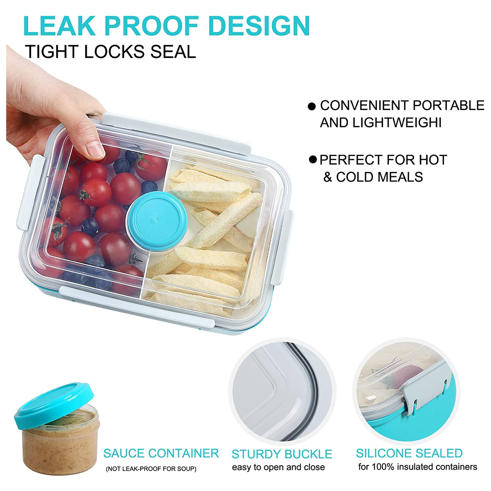 Shopwithgreen Salad Food Storage Container to Go 47-oz with 3-Compartment 3 pcs - Coastal Aqua-shopwithgreen