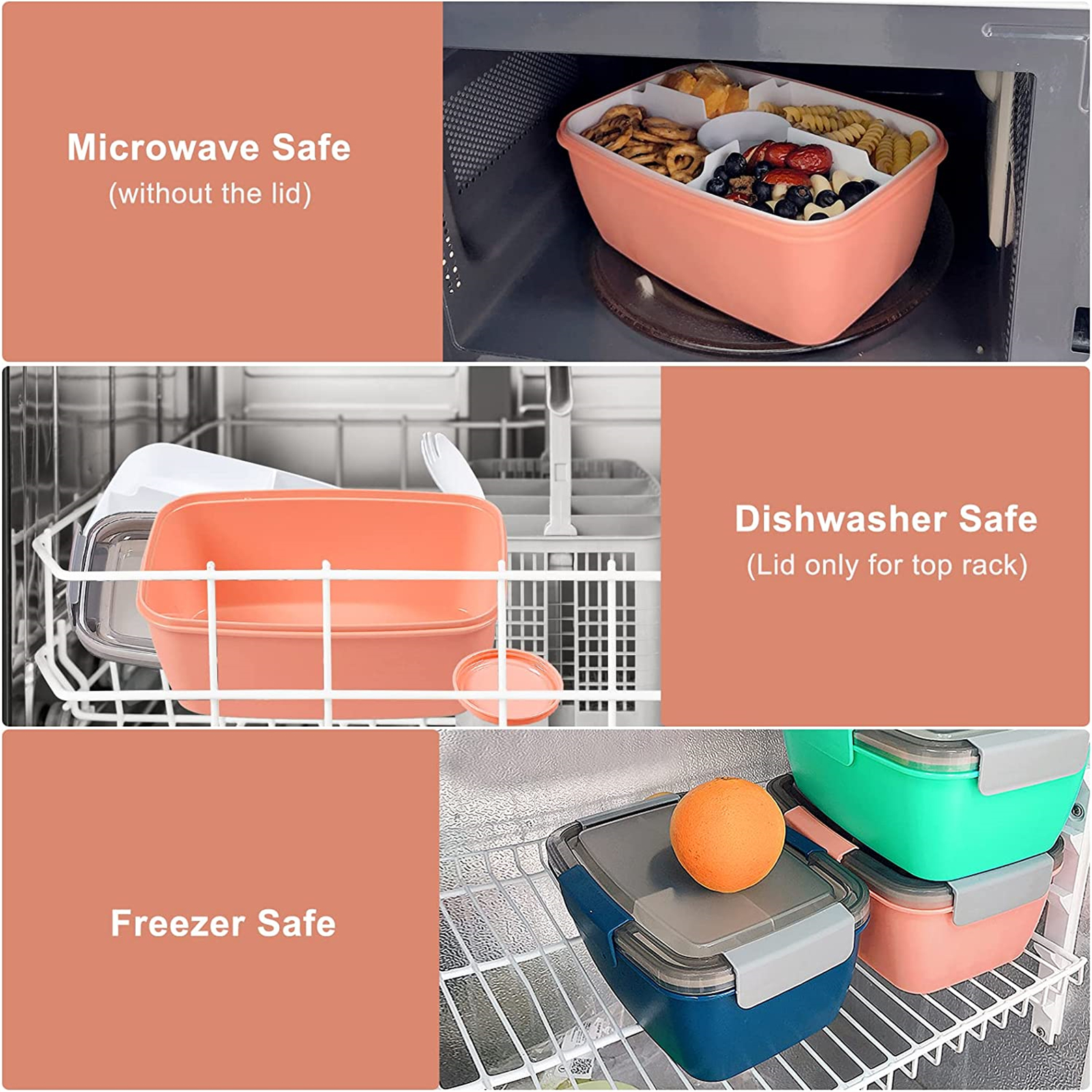 Shopwithgreen 68 OZ to Go Salad Container Lunch Container with 5-Compartment - Pink-shopwithgreen