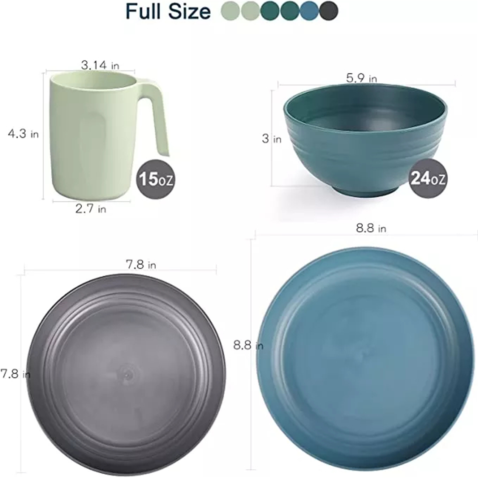 Shopwithgreen Lightweight & Unbreakable Plastic Dinnerware Sets - 16 PCS-shopwithgreen