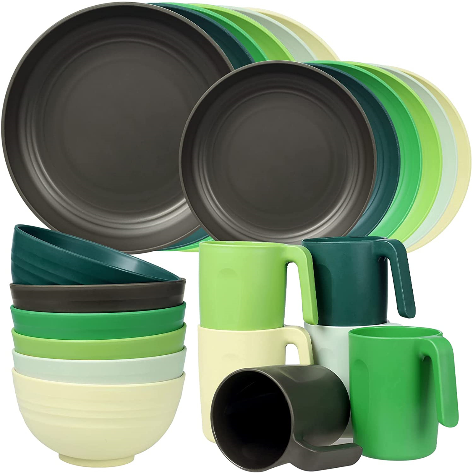 Shopwithgreen Lightweight & Unbreakable Plastic Dinnerware Sets - 24 PCS-shopwithgreen