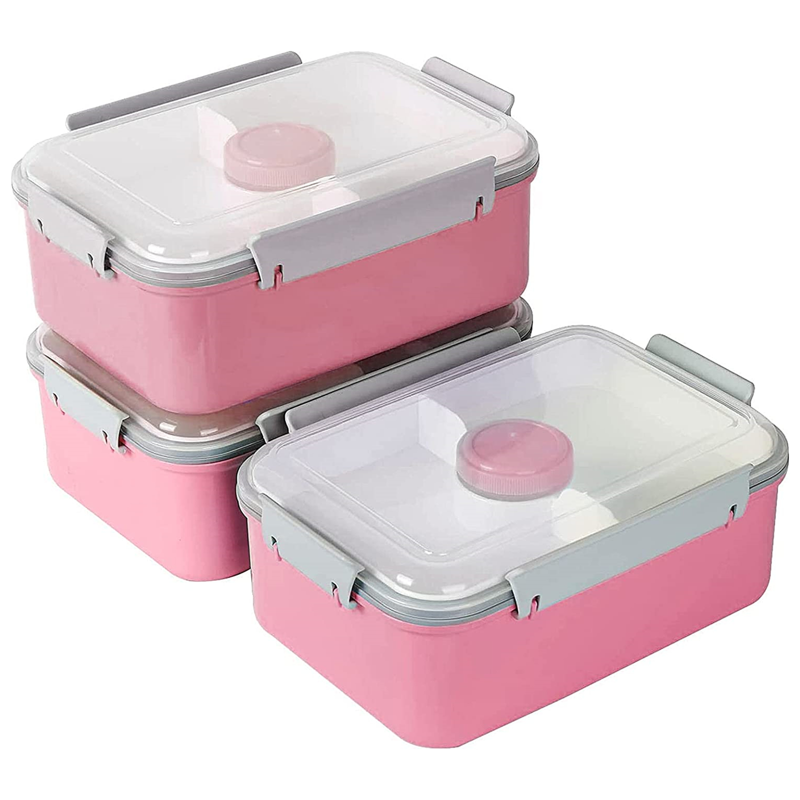Shopwithgreen Salad Food Storage Container to Go 47-oz with 3-Compartment 3 pcs - Pink-shopwithgreen