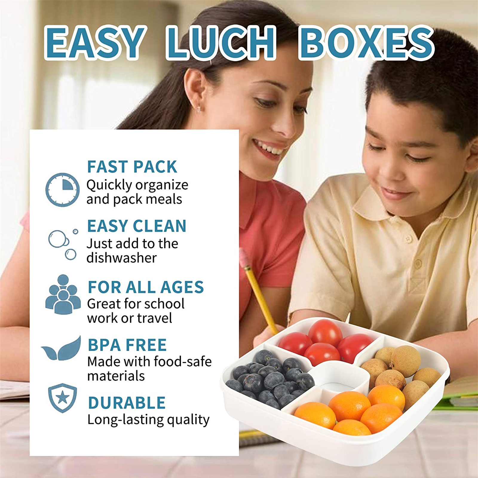 Shopwithgreen 52 OZ to Go Salad Container Lunch Container with 3-Compartment - Blue-shopwithgreen