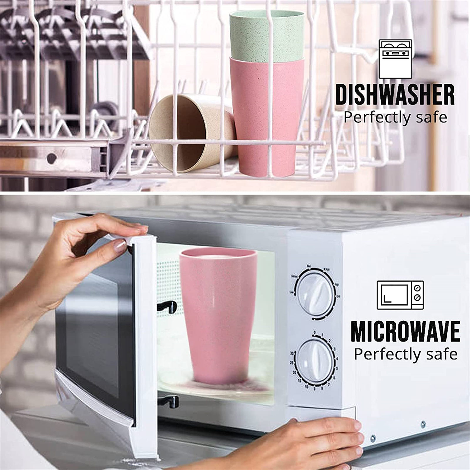 Shopwithgreen Wheat Straw Drinking Cups - 4pcs 13.5 OZ Pale Blush-shopwithgreen