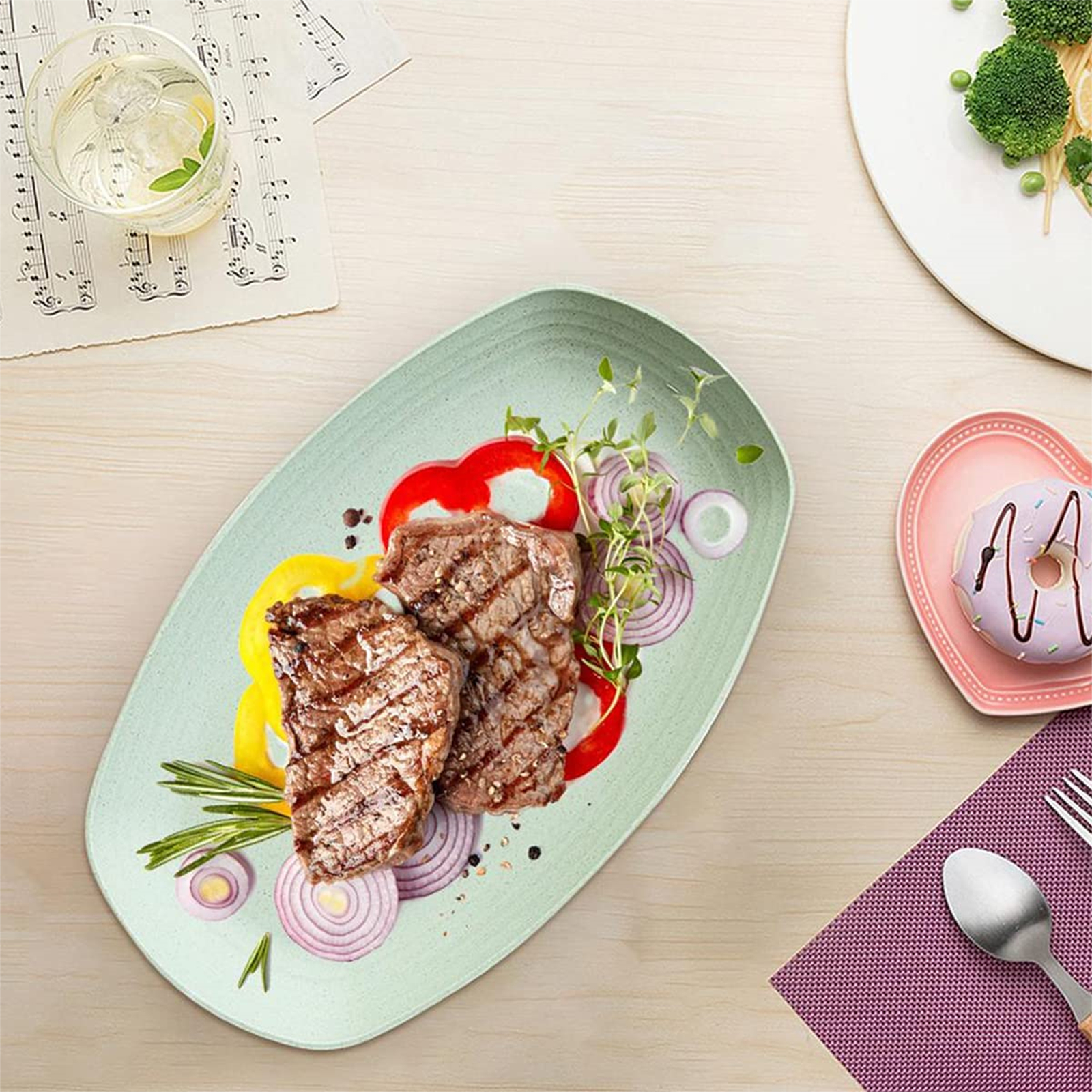 Shopwithgreen Wheat Straw Plastic Plates - 4pcs 11.8 inch Pale Blush-shopwithgreen