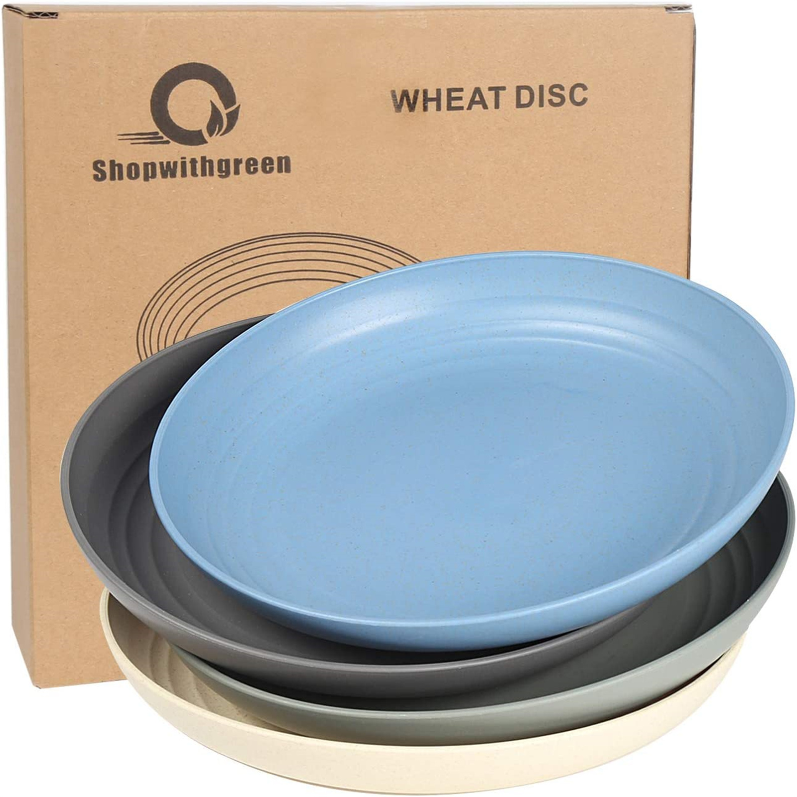 Shopwithgreen Wheat Straw Plastic Plates - 4pcs 8.8 inch Coastal-shopwithgreen
