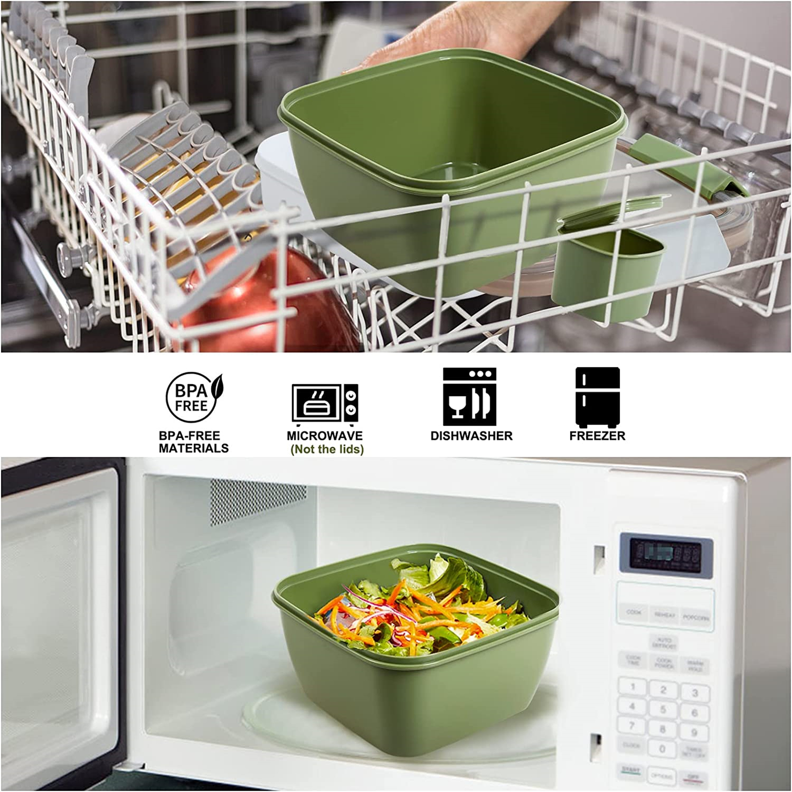 Shopwithgreen 52 OZ to Go Salad Container Lunch Container with 3-Compartment - Army Green-shopwithgreen