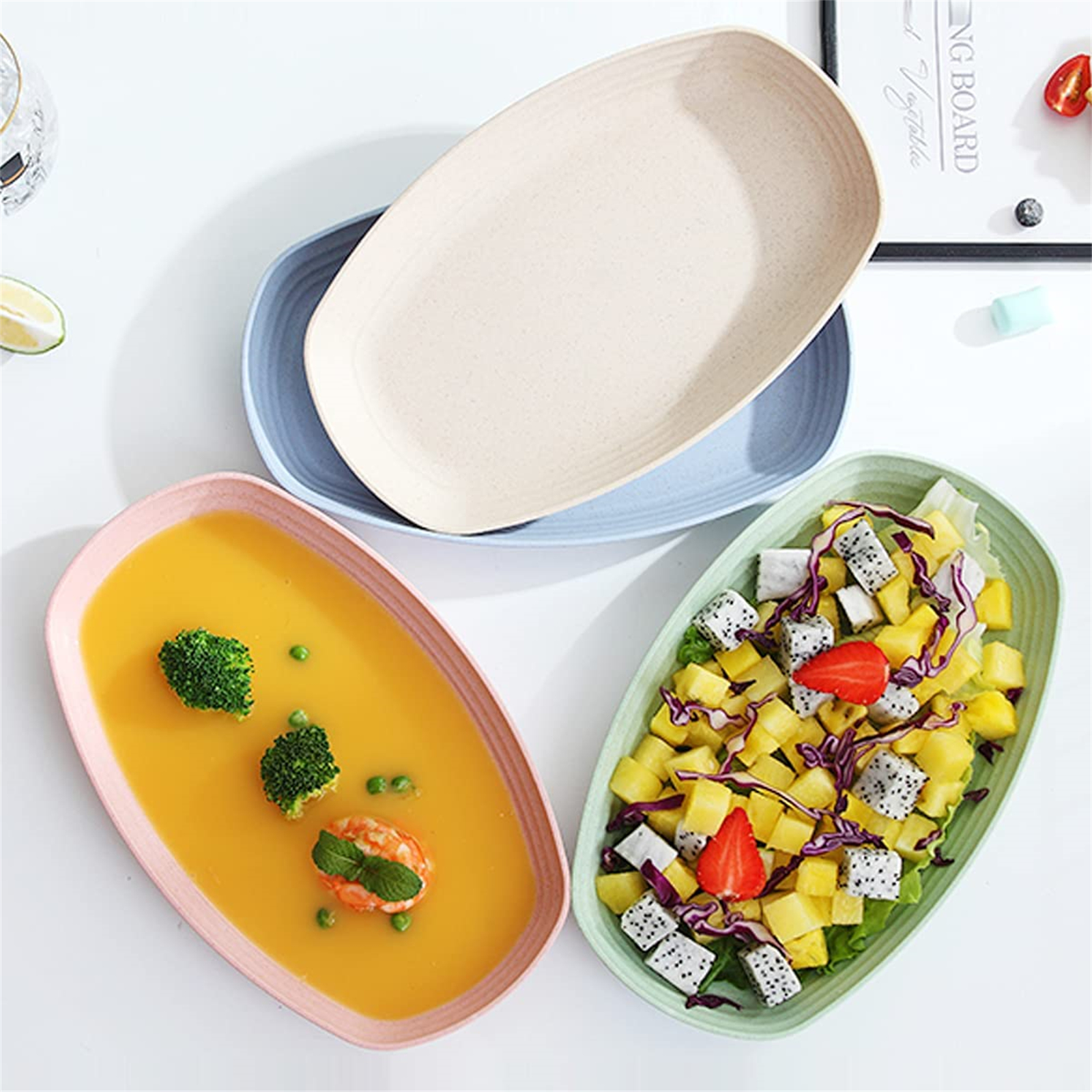 Shopwithgreen Wheat Straw Plastic Plates - 4pcs 11.8 inch Pale Blush-shopwithgreen