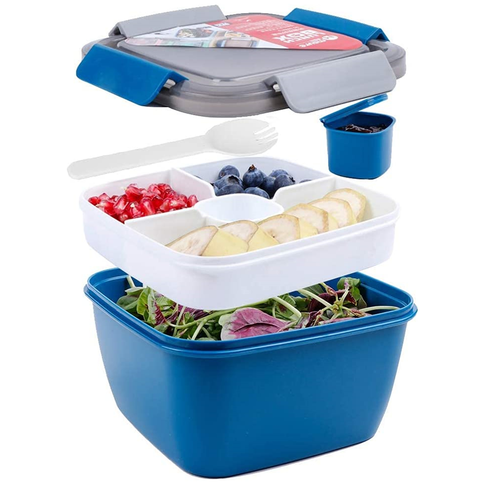 Shopwithgreen 52 OZ to Go Salad Container Lunch Container with 3-Compartment - Blue-shopwithgreen