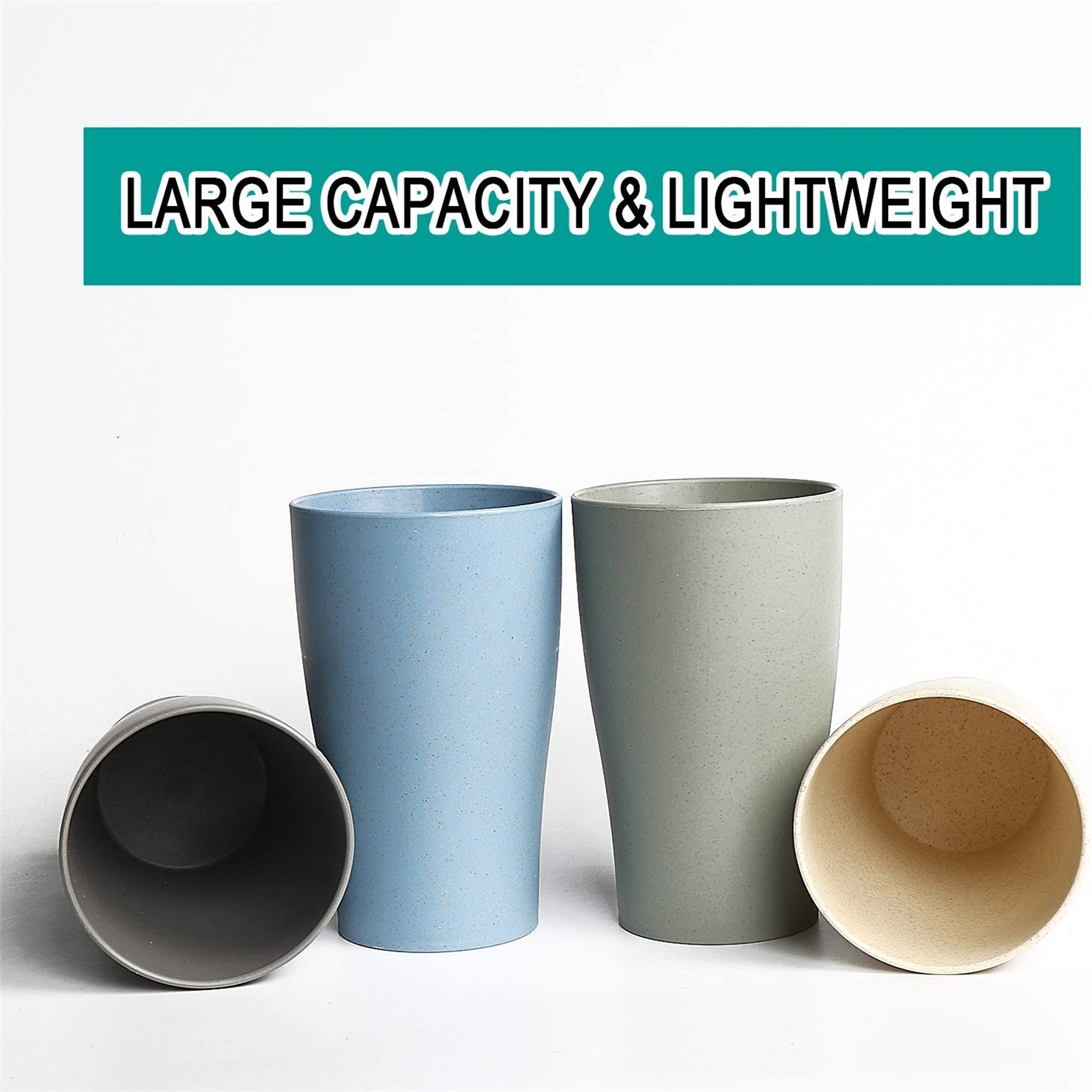 Shopwithgreen Wheat Straw Drinking Cups - 4pcs 13.5 OZ Coastal-shopwithgreen