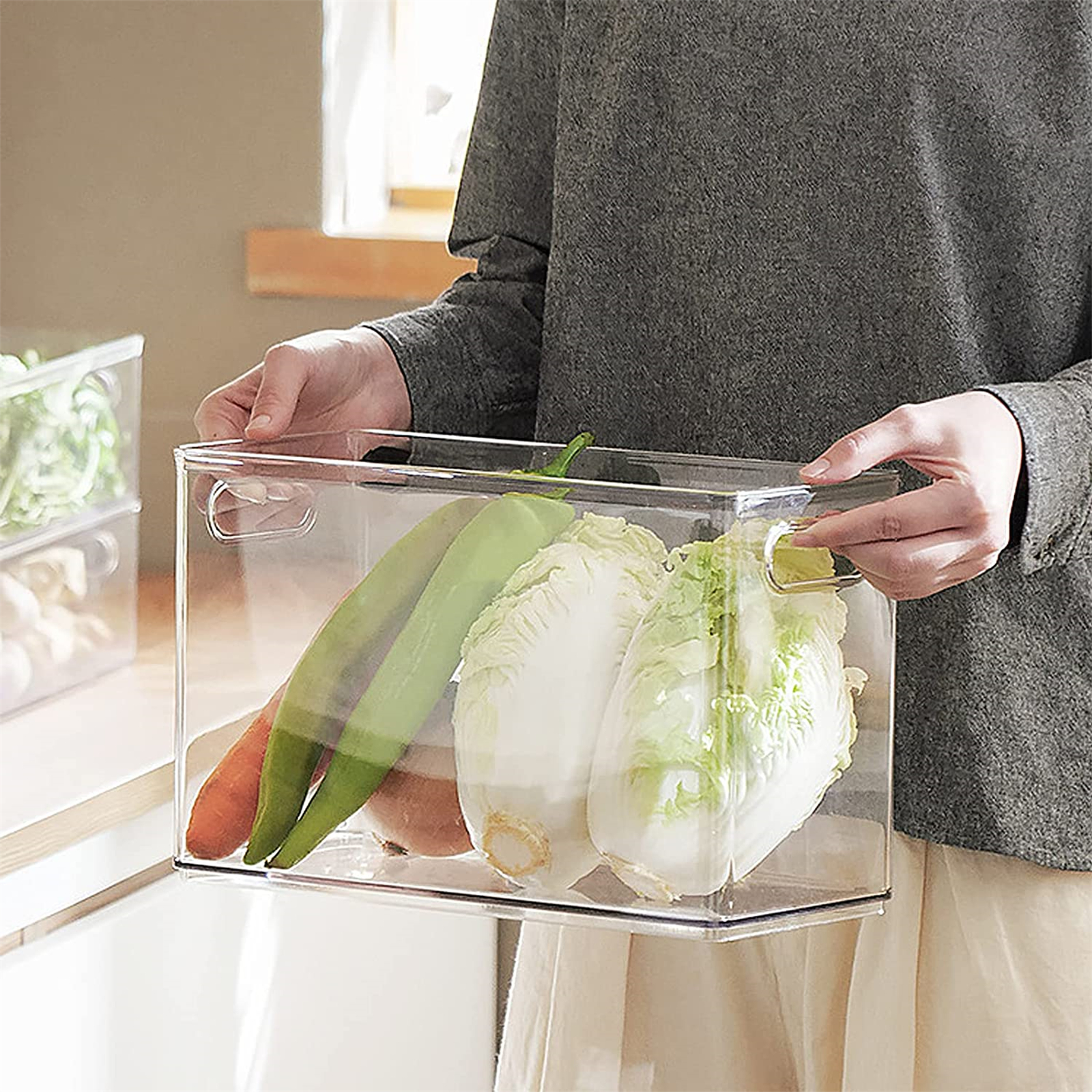 Shopwithgreen Refrigerator Organizer Bins with Pull-out Drawer - Extra Large-shopwithgreen